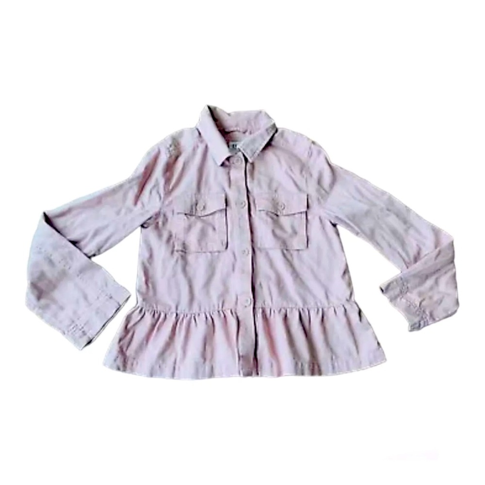 GAP Girls XXL Lighweight Pink Jacket, Ruffle Hem, Size 14/16, Button Up